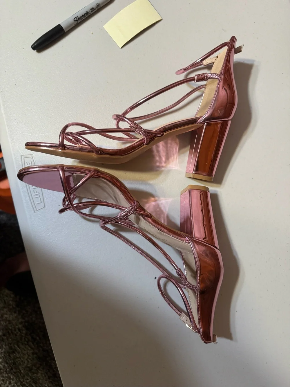 Allegra K Women's Open Toe Strappy Buckle Straps Stiletto Heel Sandals 8.5 Pink